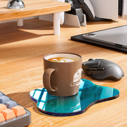 Acrylic Coaster Decorative Plates, Irregular Bar Drink Coaster, Clear Cloud Shape Coffee Cup Coaster, Perfect for Tabletop Protection and Accessories Display.(Gold)