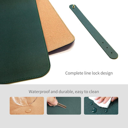RENMTURE Dual-Sided Mouse Pad, Natural Cork & PU Leather Large Desk Pad for Office and Home Work, Desk Protector Non-Slip, Waterproof, Easy Clean (Olive Green, 32"x16")