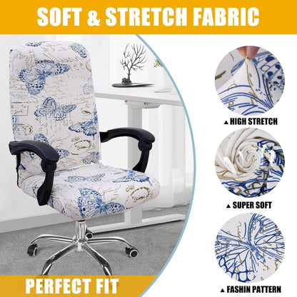 Smiry Stretch Printed Office Chair Armrest Covers, 2 Pcs Soft Fit Removable Washable Computer Desk Chair Arm Covers Protector, Black