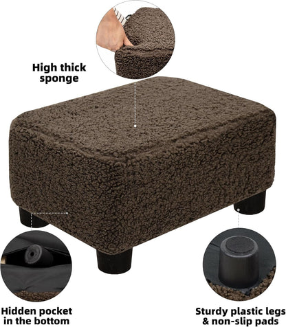 CAROLMADE Small Foot Stool Ottoman Footstool with Legs Under Desk Footrest for Living Room Bedroom and Office, Soft Ivory White