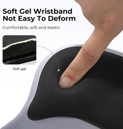 EooCoo Ergonomic Mouse Pad with Gel Wrist Rest Support, Middle Concave Design for Natural Wrist Alignment, Non-Slip Base Mousepad for Laptop, Computer, Office Desk Accessories, Carpal Tunnel Syndrome