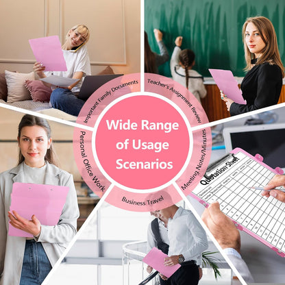 Nursing Clipboard Foldable-4 Layers Aluminum Nurse Foldable Clipboard Nursing Medical Edition Cheat Sheets, Pocket Size Pen Clip for Nurses Students School and Doctors-Pink