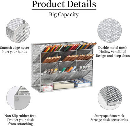 Marbrasse Mesh Desk Organizer, Multi-Functional Pen Holder, Desktop Stationary Organizer, Storage Rack for School Home Office Art Supplies (Mesh Pen Holder)
