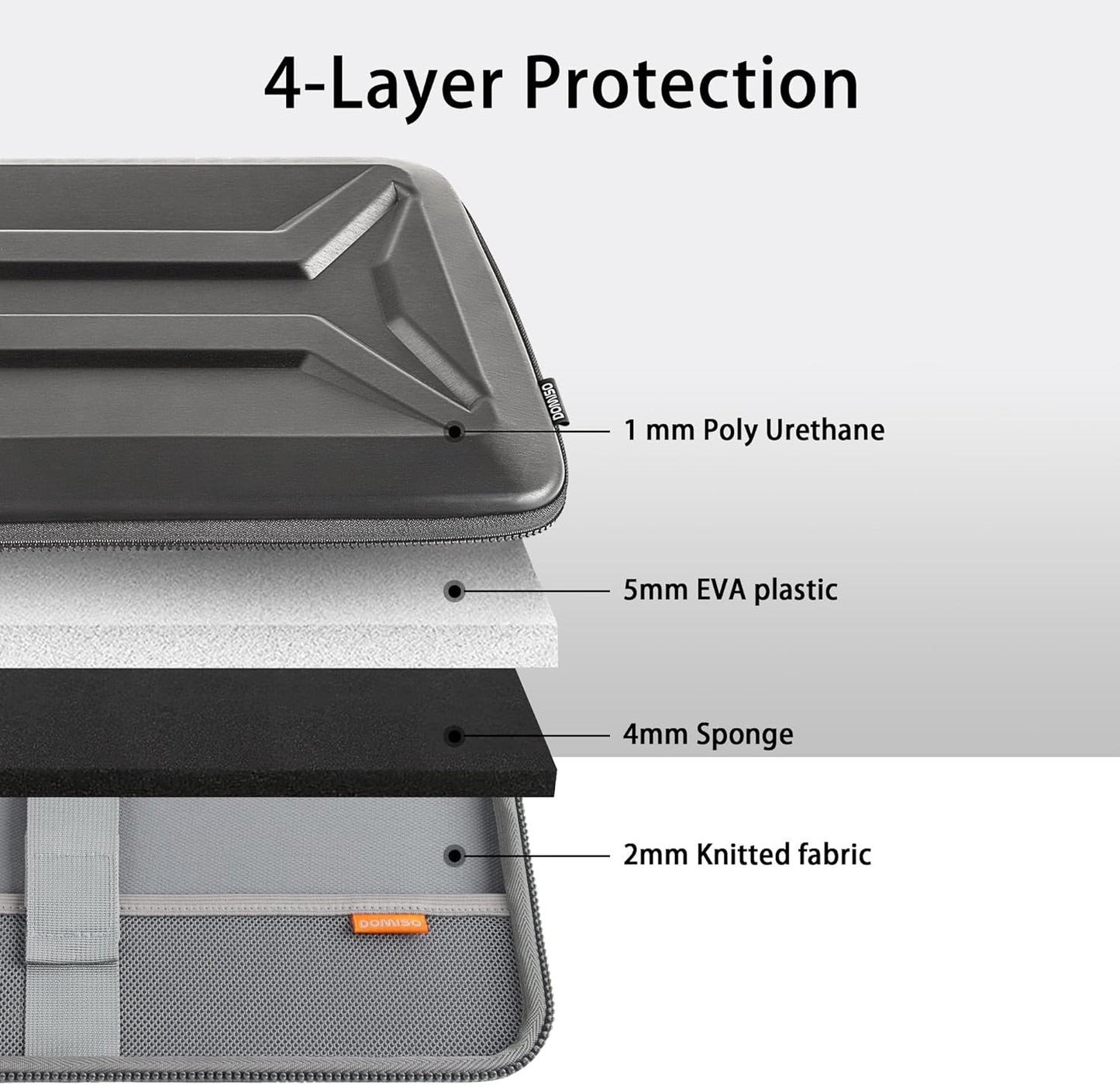 DOMISO 15.6-16 Inch Laptop Hard Case, Waterproof Shockproof Hard Shell Laptop Sleeve Protective Carrying Case with Retractable Handle for Macbook Pro/Lenovo IdeaPad Legion/HP ENVY/Dell XPS,Black
