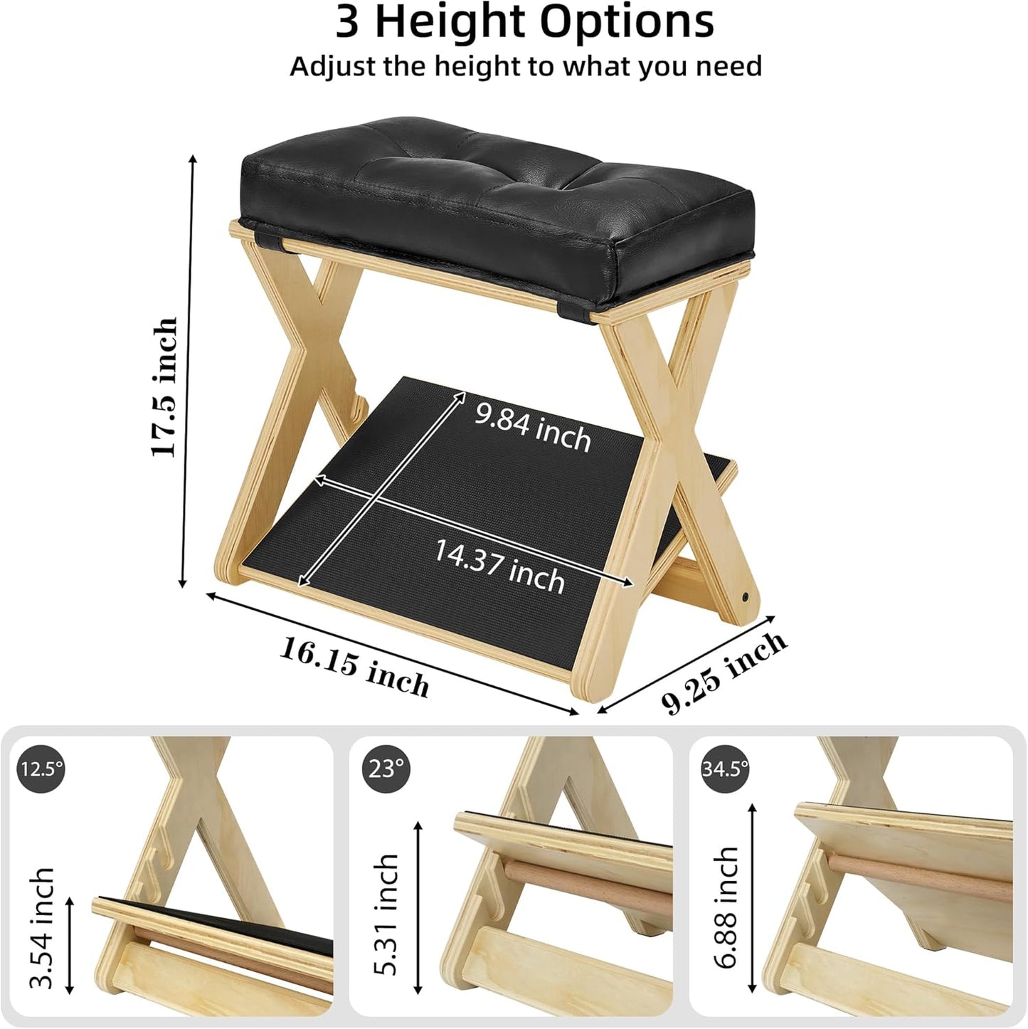 HOMELTSTBO Adjustable Foot Rest Under Desk, Wooden Double Step Footrest with 3 Height Options & Non-Slip EVA Surface, Ergonomic Foot Rest for Under Desk at Work, Enhances Posture,Home Office-Natural