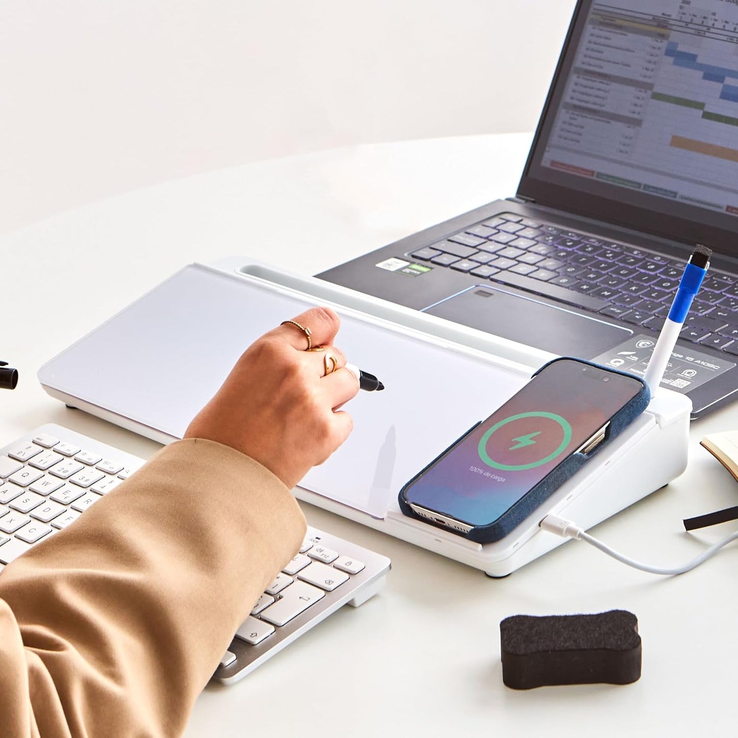 Desktop Dry Erase Board with Charger