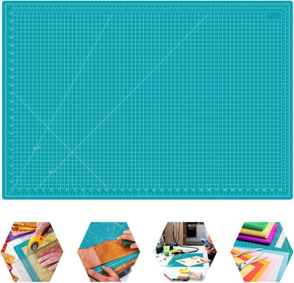 18"x24" Self Healing Cutting Mat, Sewing Mat for Crafts, Double Sided 5-Ply Table Cutting Board for Fabric Quilting Leather Modeling Hobby Project, Turquoise