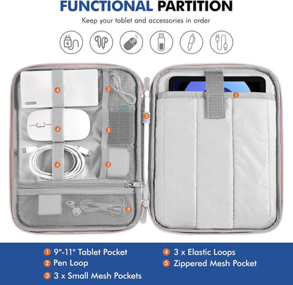 MoKo 9-11 Inch Tablet Sleeve Carrying Case with Handle, Padded Protective Travel Bag for New 11-inch iPad Air 4 2026/Pro M5/ A16, iPad 10th/Air 5/4th 10.9, i-Pad 9/8th 10.2,Tab S9/S8 11, Black