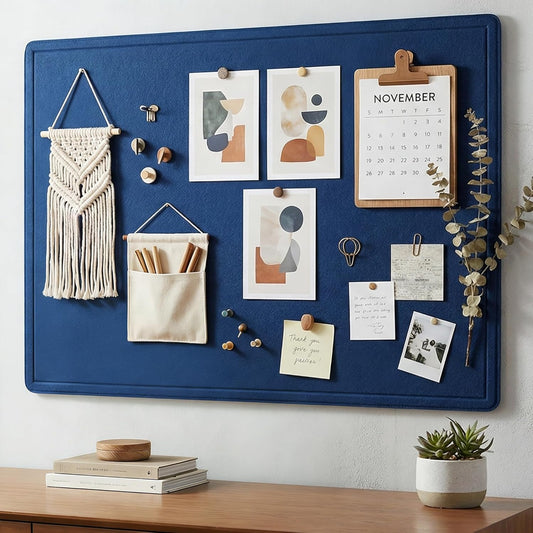 AKTOP Bulletin Board, 24" x 16" Foldable Felt Notice Pin Board for Wall, Decorative CorkBoard Photo Display Board with Self-Adhesive Tape, Vision Board Cork Board Alternative with 25 Pushpins - Latte