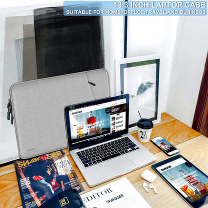 Laptop Sleeve Case 13.3 inch, Shockproof Protective Computer Cover with Accessories Pocket, Portable Laptop Bag Compatible with MacBook Air/Pro 13-13.3 inch, Compatible for MacBook Pro 14 inch, Black | Shockproof
