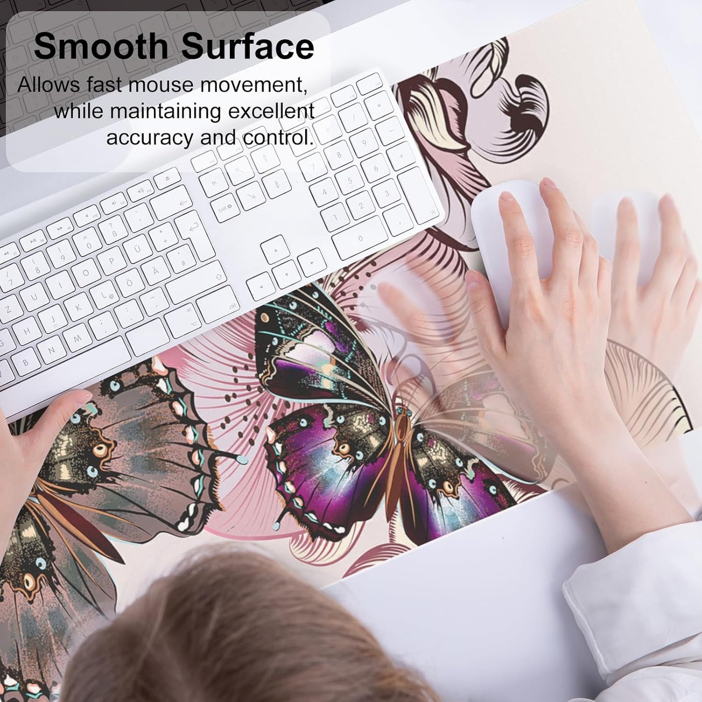 QIYI Large Mouse Pad, Cute Pink Desk Mat for Desktop, Women Girls PU Leather Desk Pad Waterproof Gaming Mousepad, Rose Gold Marble Computer Protector Writing Pad for School Office Home 31.5" x 15.7"