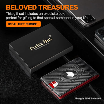 Wallet for Men Slim RFID Blocking Bifold Carbon Fiber,Minimalist Small Compact Front Pocket Credit Card Holder,Thin Mens Leather Wallets Smart Security With 2 ID Windows 1 Cash,Birthday Gifts for Men