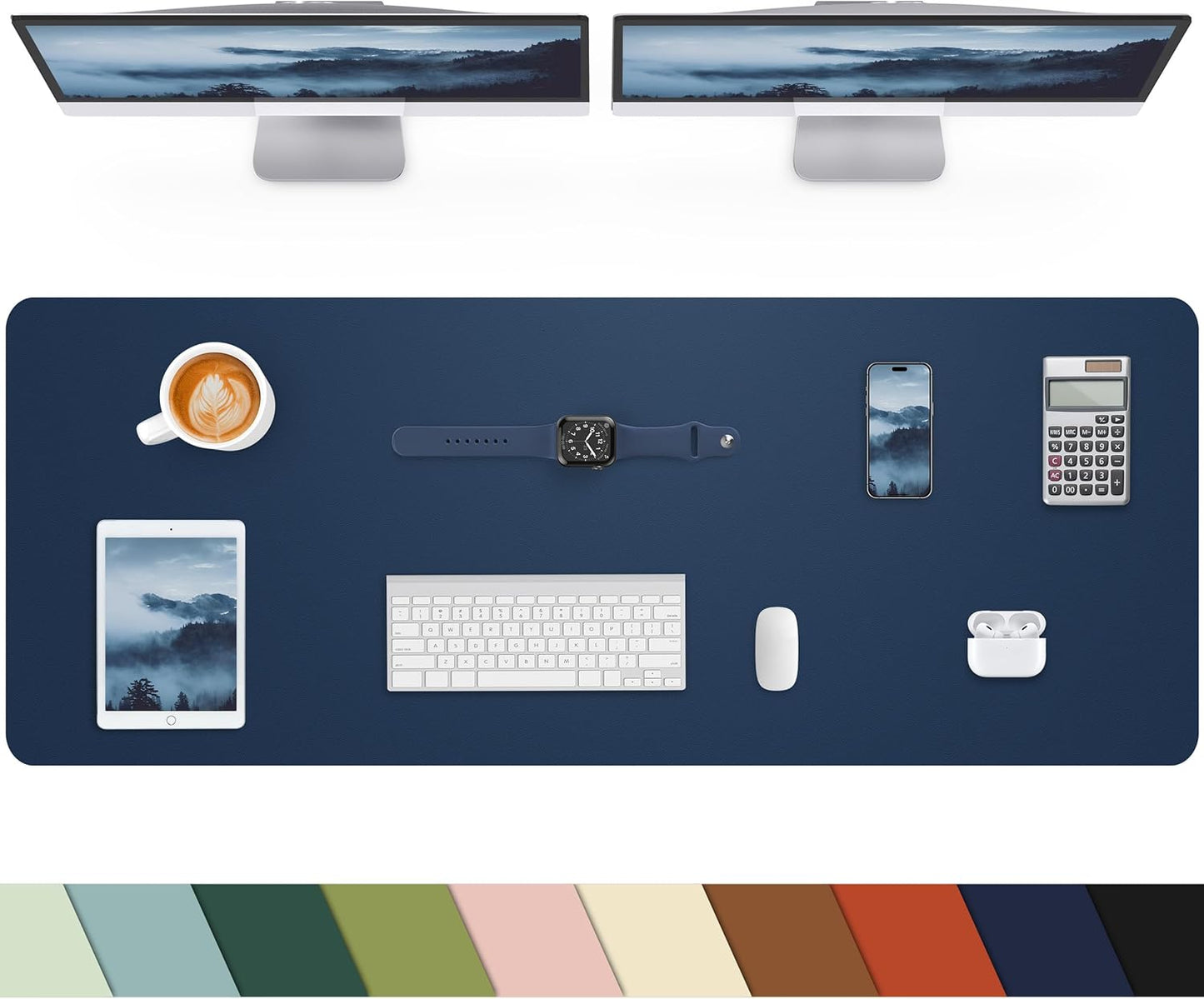 Leather Desk Pad Protector, Office Desk Mat, Large Mouse Pad, Non-Slip PU Leather Desk Blotter, Laptop Desk Pad Desk Accessories for Office and Home (Black, 40" x 17")