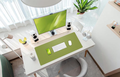 AFIING Large Desk Mat 47" x 17", Dual-Sided Natural Cork & PU Leather Desk Pad, Non-Slip Waterproof Mouse Pad for Office, Home & Gaming, Black