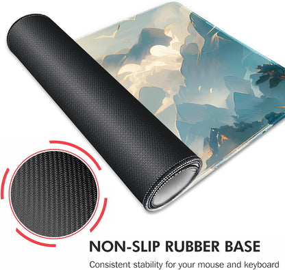 Galdas Mouse Pad For Gaming,Forest Background Pattern XXL XL Large Mouse Mat Long Extended MousePad Desk Mat Non-Slip Rubber Mice Pads Stitched Edges Thin (31.5 x 11.8 x 0.12 Inches) Tree