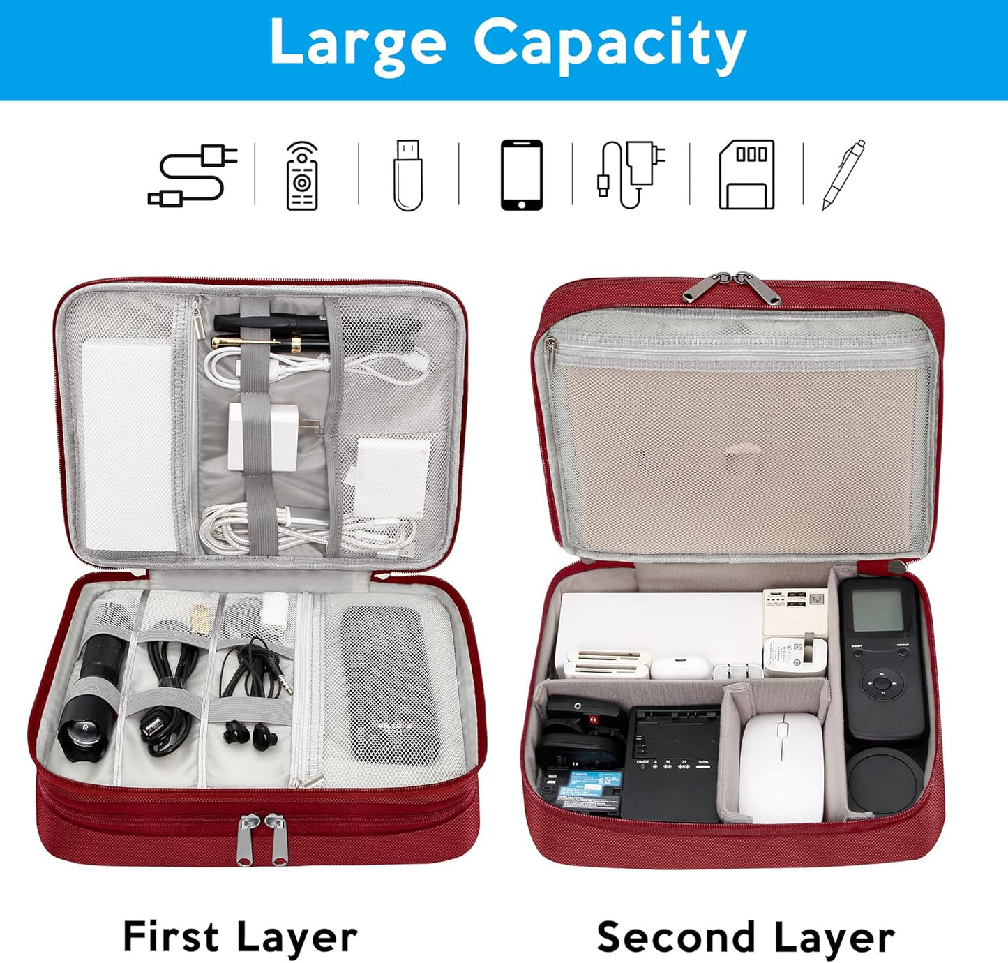 CILLA Electronics Organizer Travel, Travel Cord Organizer Case, Compact Electronics Accessories Bag for Cable, Cord, Charger, Phone