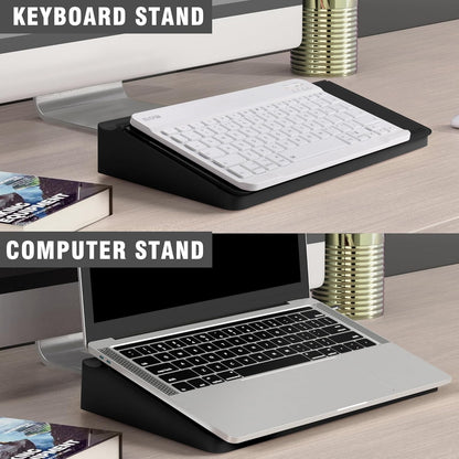 SELEAD Desktop Glass Whiteboard with Wireless Charger Station, Dry Erase Board Computer Pad Keyboard Stand with Organizer for Home, School, Office Desk Accessories, Black