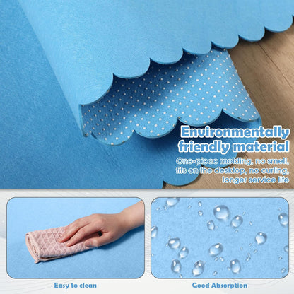Copkim 35 x 16.5 Inch Felt Desk Mat with Scalloped Edges, Large Felt Mouse Pad Non Slip Scalloped Computer Laptop Desktop Pad for Keyboard and Mouse Home Office(Gray)