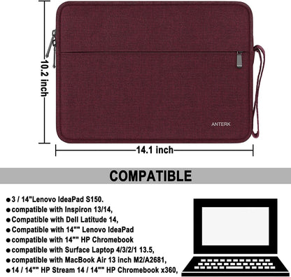 Laptop Sleeve 14 Inch, Water Resistant Traveling Computer Cover with Handle, Shockproof Protective Carrying Laptop Case Compatible for 14 Inch MacBook Air/Pro, HP, Dell, Asus, Lenovo, Black