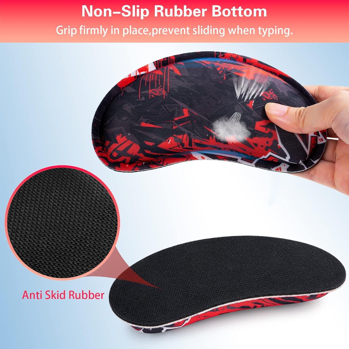 Mouse Wrist Rest, Canjoy 2 Pack Memory Foam Soft Fabric Mouse Wrist Rest Pad Support Cushion with Anti-Skid Rubber Base,Ergonomic Pain Relief Mouse Hand Rest (Black)