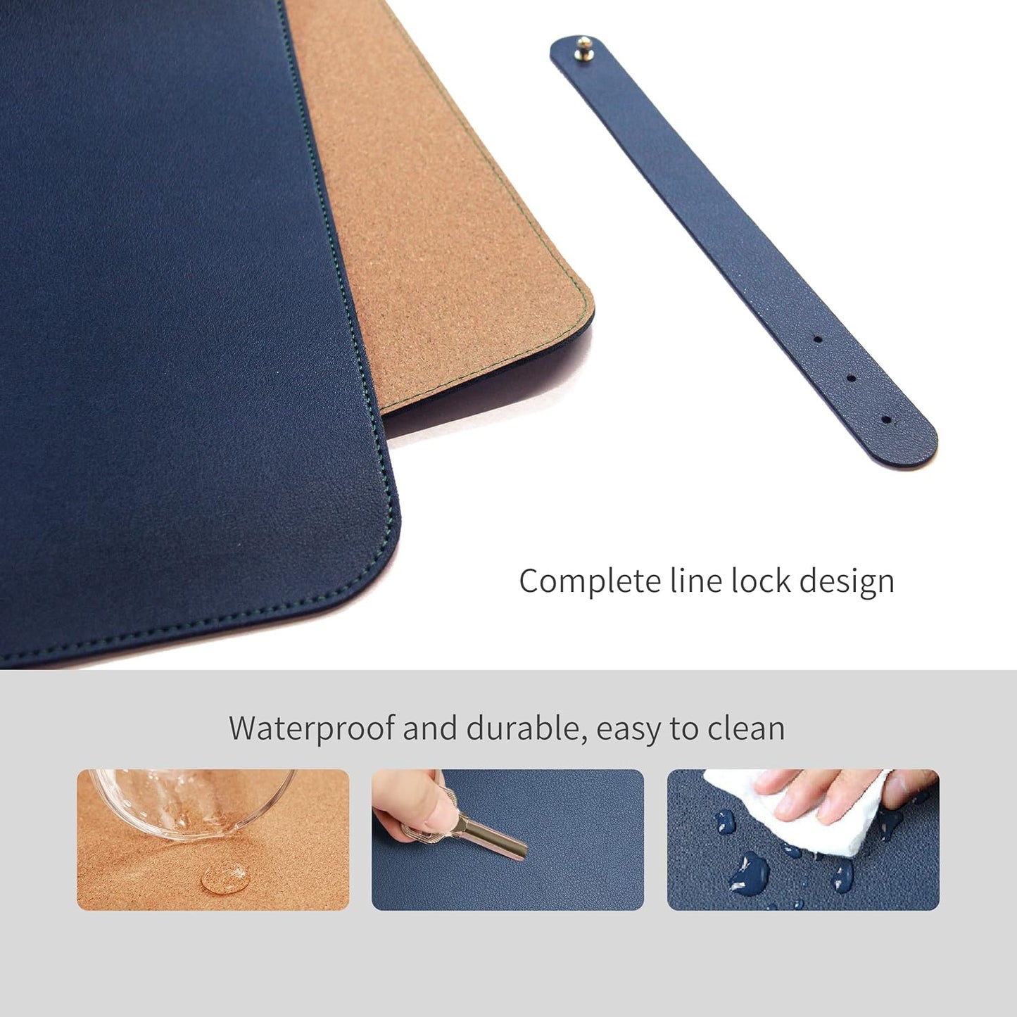RENMTURE Dual-Sided Mouse Pad, Natural Cork & PU Leather Large Desk Pad for Office and Home Work, Desk Protector Non-Slip, Waterproof, Easy Clean (Olive Green, 32"x16")
