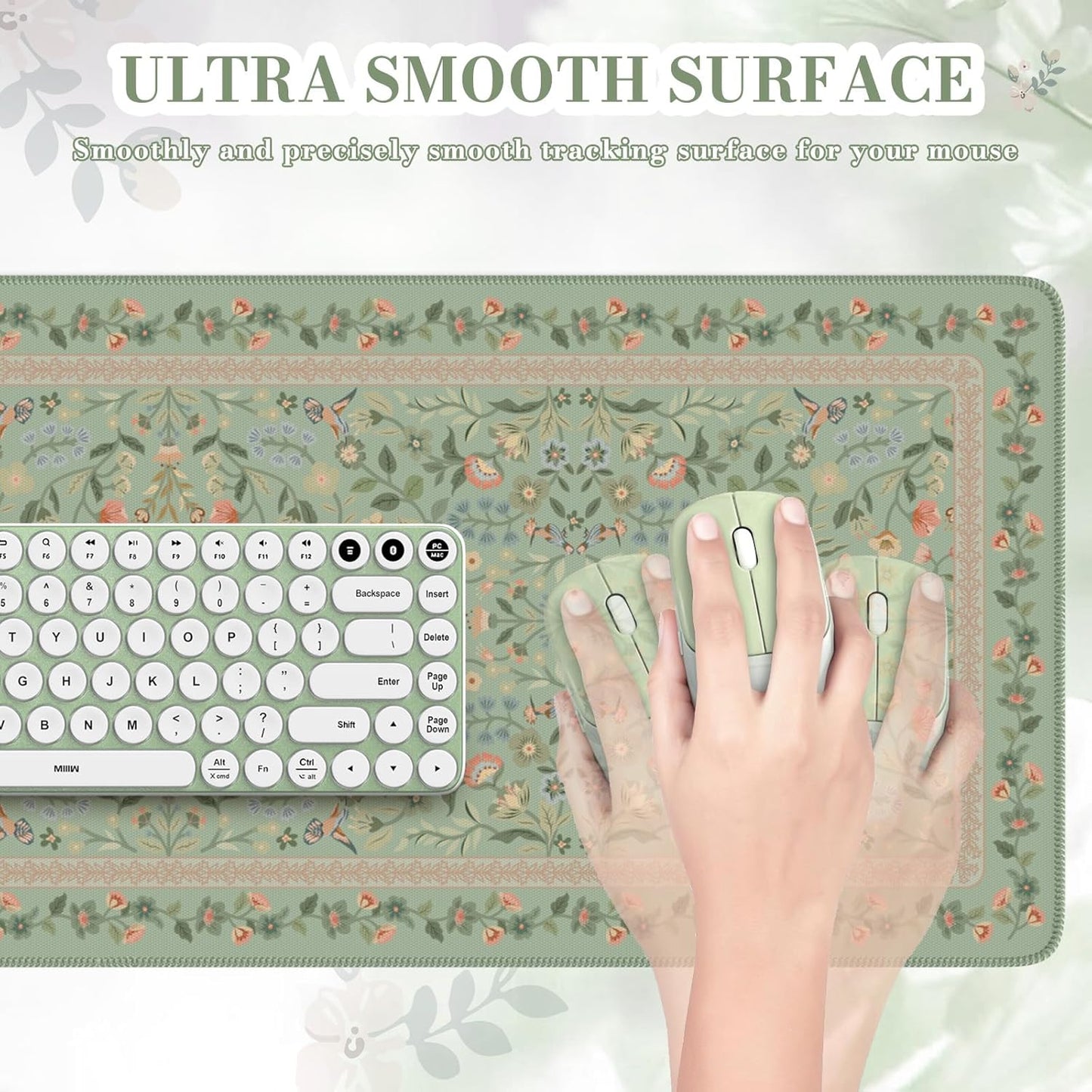 iCasso Desk Mat for Keyboard and Mouse, Large Mouse Pad, Desk Pad Mat, Anti-Slip Big Mousepad with Stitched Edges for Computer Desktop(Deep Green)