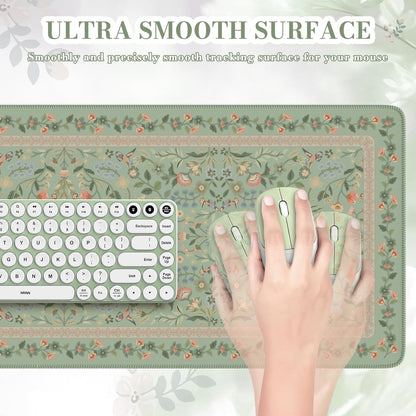 iCasso Desk Mat for Keyboard and Mouse, Large Mouse Pad, Desk Pad Mat, Anti-Slip Big Mousepad with Stitched Edges for Computer Desktop(Deep Green)