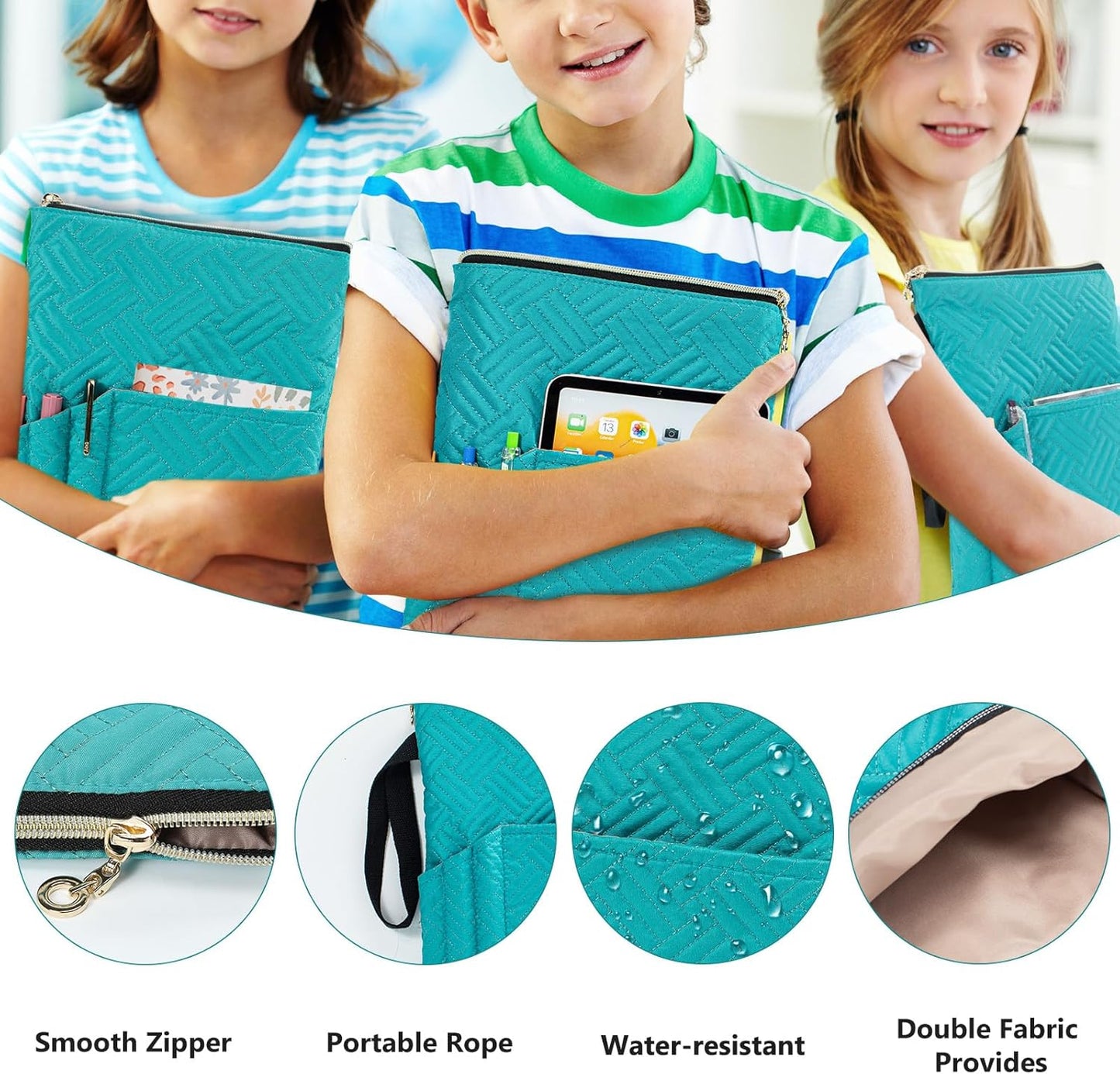 APLUFINE Book Sleeve with Zipper, 11"X9" Padded Book Protector, Washable Quilted Book Covers for Paperbacks, Book Pouch with Pockets for Book Lover Gifts