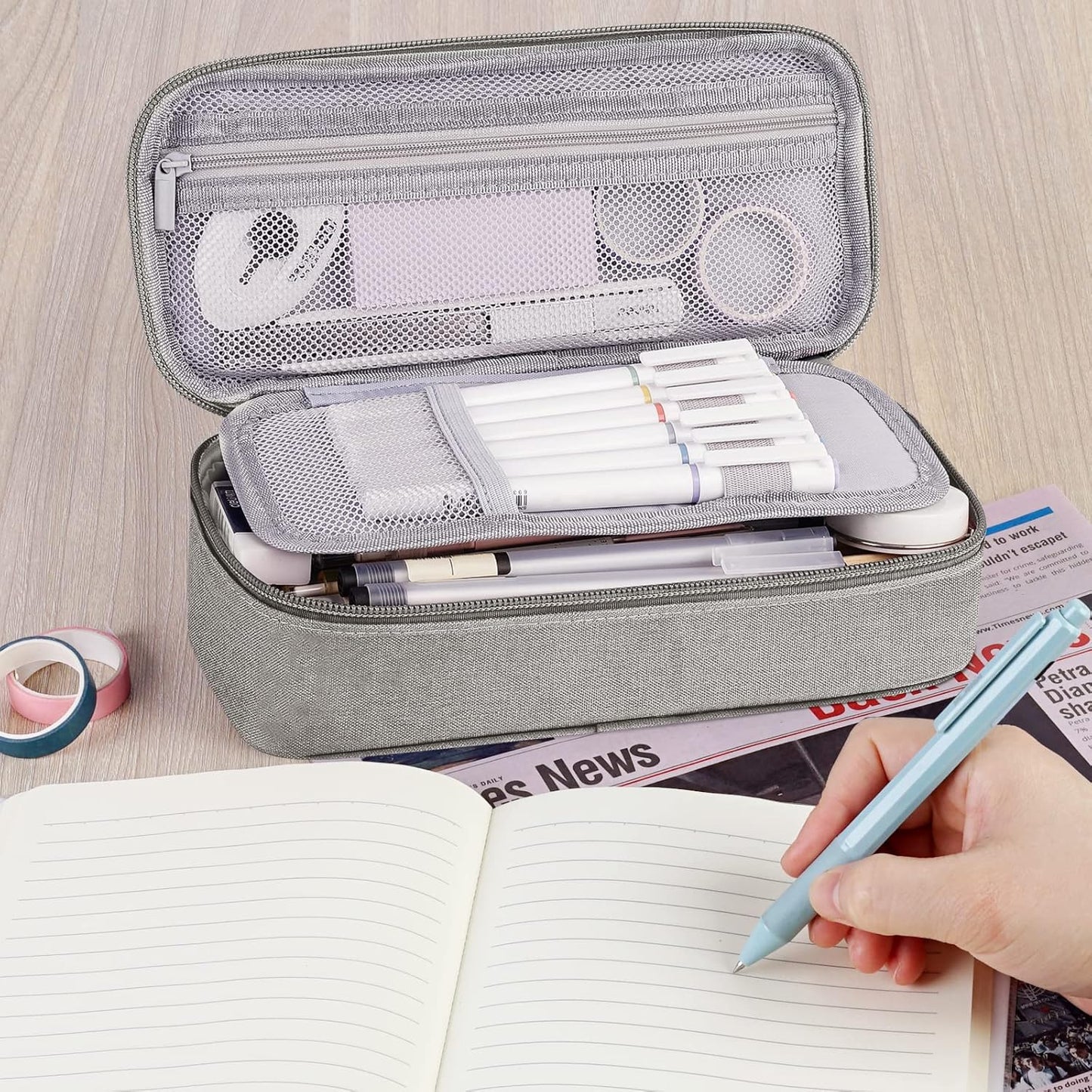WEMATE Pencil Case, Large Storage Organizer, Makeup Bag, Teacher Must - have, Big Pencil Pouch, Marker Case for College