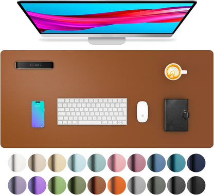 Aothia Non-Slip Waterproof PU Leather Desk Pad Protector for Mouse, Writing Desk, Office, Home, Laptop Blotter, 23.6" x 13.7", Black - Colors B