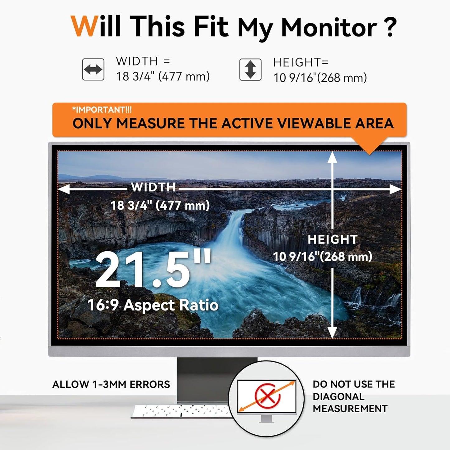 Mamol 34 Inch Curved Computer Privacy Screen Filter for 21:9 Aspect Ratio Widescreen Monitor - Anti Glare Blue Light Filter, Removable Computer Monitor Privacy Shield, Anti-Scratch Screen Protector