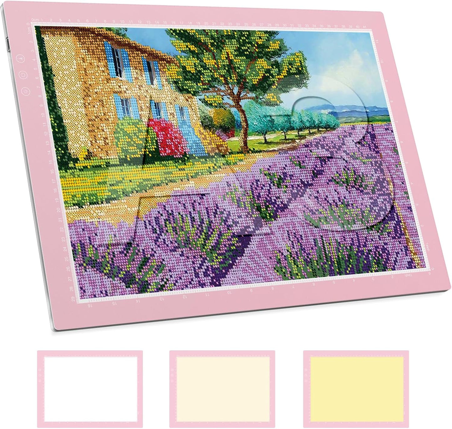 ZEXALIGHT A4 Light Box for Tracing, Light Pad for Diamond Painting with 8 Levels/Stepless Dimming Brightness and 3 Color Modes, Ultra-Thin Copy Board Light Table for Artists Tracing Drawing (Pink)