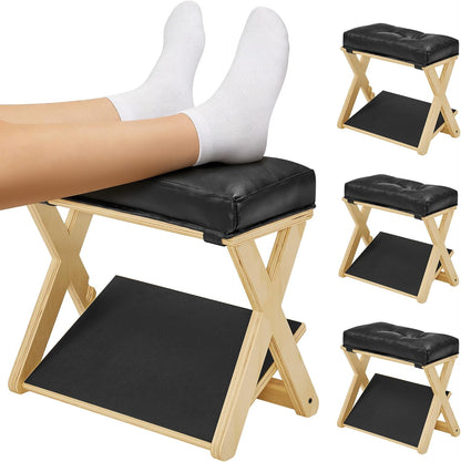 HOMELTSTBO Adjustable Foot Rest Under Desk, Wooden Double Step Footrest with 3 Height Options & Non-Slip EVA Surface, Ergonomic Foot Rest for Under Desk at Work, Enhances Posture,Home Office-Natural