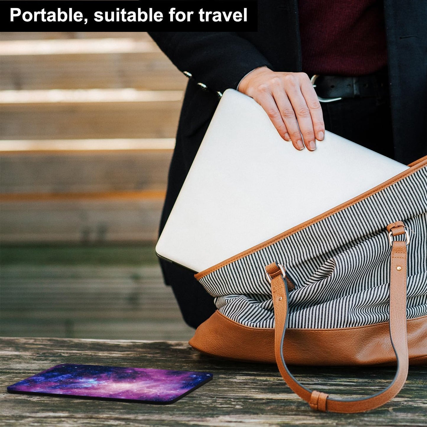 Audimi Small Mouse Pad 6 x 8 Inch, Mini Mouse Pad Thick for Laptop Wireless Mouse Home Office Travel, Portable & Washable (Black)