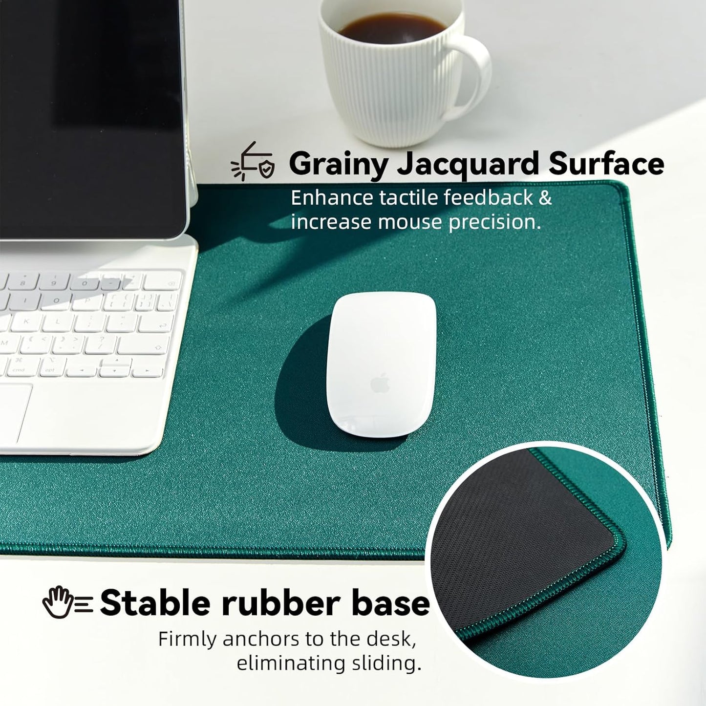 Reniteco Waterproof Large Gaming Mouse Pad with Durable Stitched Edges, Non-Slip Rubber Base, Grainy Jacquard Mouse Mat Desk Pad for Home Office Gaming, 31.5''x11.8''x0.12'', Matte Beige