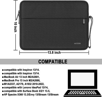 Laptop Sleeve 14 Inch, Water Resistant Traveling Computer Cover with Handle, Shockproof Protective Carrying Laptop Case Compatible for 14 Inch MacBook Air/Pro, HP, Dell, Asus, Lenovo, Black
