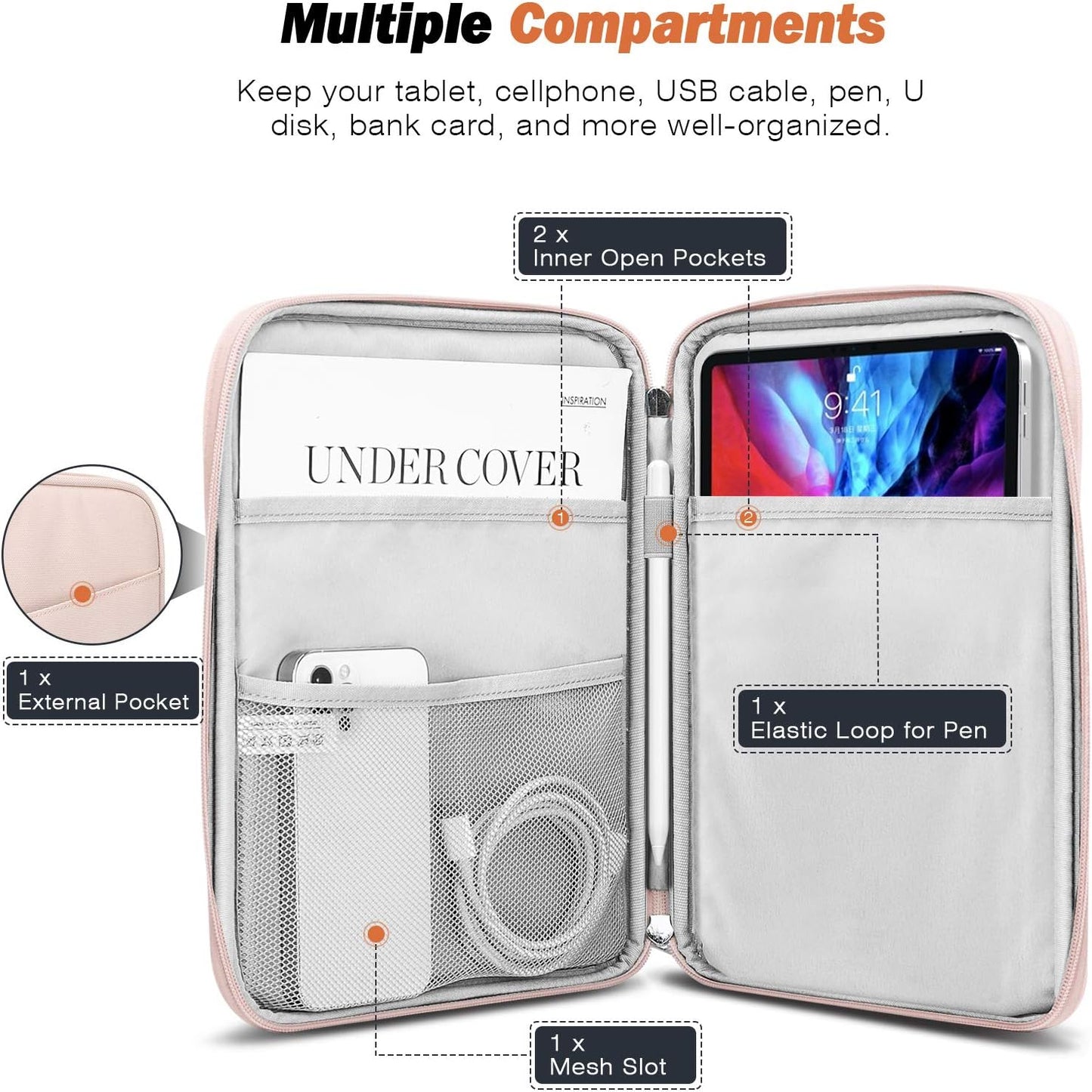 MoKo 9-11 Inch Tablet Sleeve Case, Fits New 11inch iPad Air M4/Pro M5, iPad A16 11", i-Pad 10/9/8/7th/Air 5/4th 10.9"/10.2", Tab S9/S8 11", Protective Bag Carrying Case with Pocket, Dark Gray