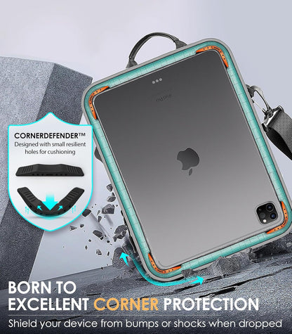 MoKo 9-11 Inch Tablet Sleeve Bag 360° Protetive Carrying Case Compatible with iPad 10th 10.9, iPad Air 5/4th 10.9, iPad 9/8th 10.2, iPad Pro 11, Tab S8/S9 11, with Handle and Shoulder Strap, Black