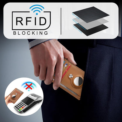 Slim Minimalist Front Pocket Air Tag Wallet, RFID Blocking Card Holder Wallet with Airtag Holder