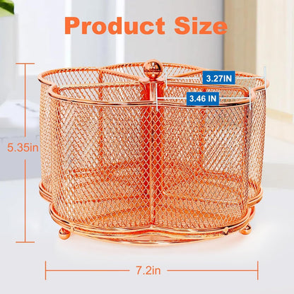 360 Degree Rotate Pen Holder for Desk Mesh Desk Pen Organizer Pencil Holder Large Capacity Accessories & Workspace Organizers for School,Home (Black, No hook)