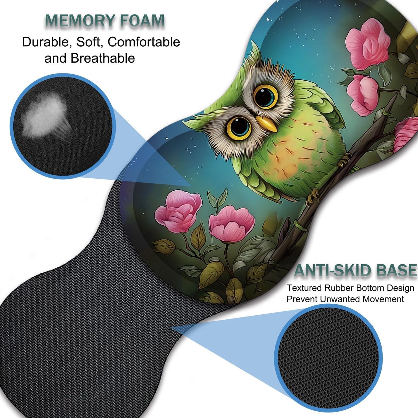 Mouse Wrist Rest and Keyboard Wrist Rest Pad Set, Non-Slip Rubber Base Smooth Surface Ergonomic Gaming Mouse Pad for Easy Typing and Pain Relief, Antique Blue Wood Grain Dog Paw + Coaster