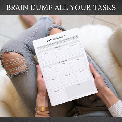 Templatables Brain Dump Notepad, To Do List Desk Pad, Productivity Planner, ADHD Daily Planner | 50 Undated Tear Away Sheets A4 (Colorful)