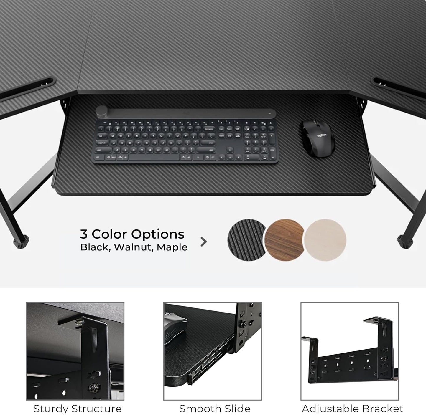 EUREKA ERGONOMIC Height Adjustable Mouse & Keyboard Tray Under Desk, 28x10'' Large Slide Out Swivel Tilt Computer Keyboard Drawer with Pad for Gaming Home Office, Dual Mount