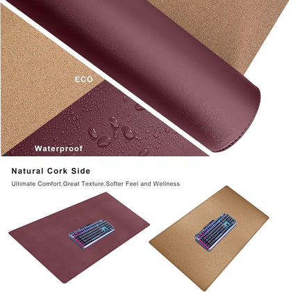 Mydours 40" x 20" Extra Large Desk Mat, PU Leather & Cork Desk Pad, Large XXL Desk Mouse Pad for Workstation, Office, Home, Computer Desk Mat with Keyboard & Mouse (Black)