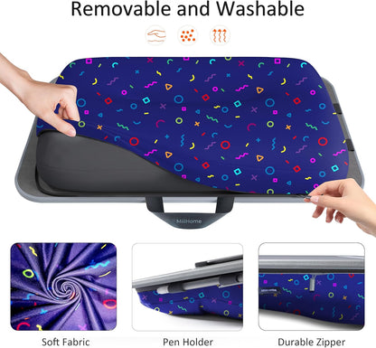 Lap Desk with Cushion, Fits up to 17 inch Laptop, Pillow Designed, Portable Laptop Stand with Tray, Pad & Phone Holder, Home Office for Bed/Couch/Car/Reading/Writing,MillHome (Black)