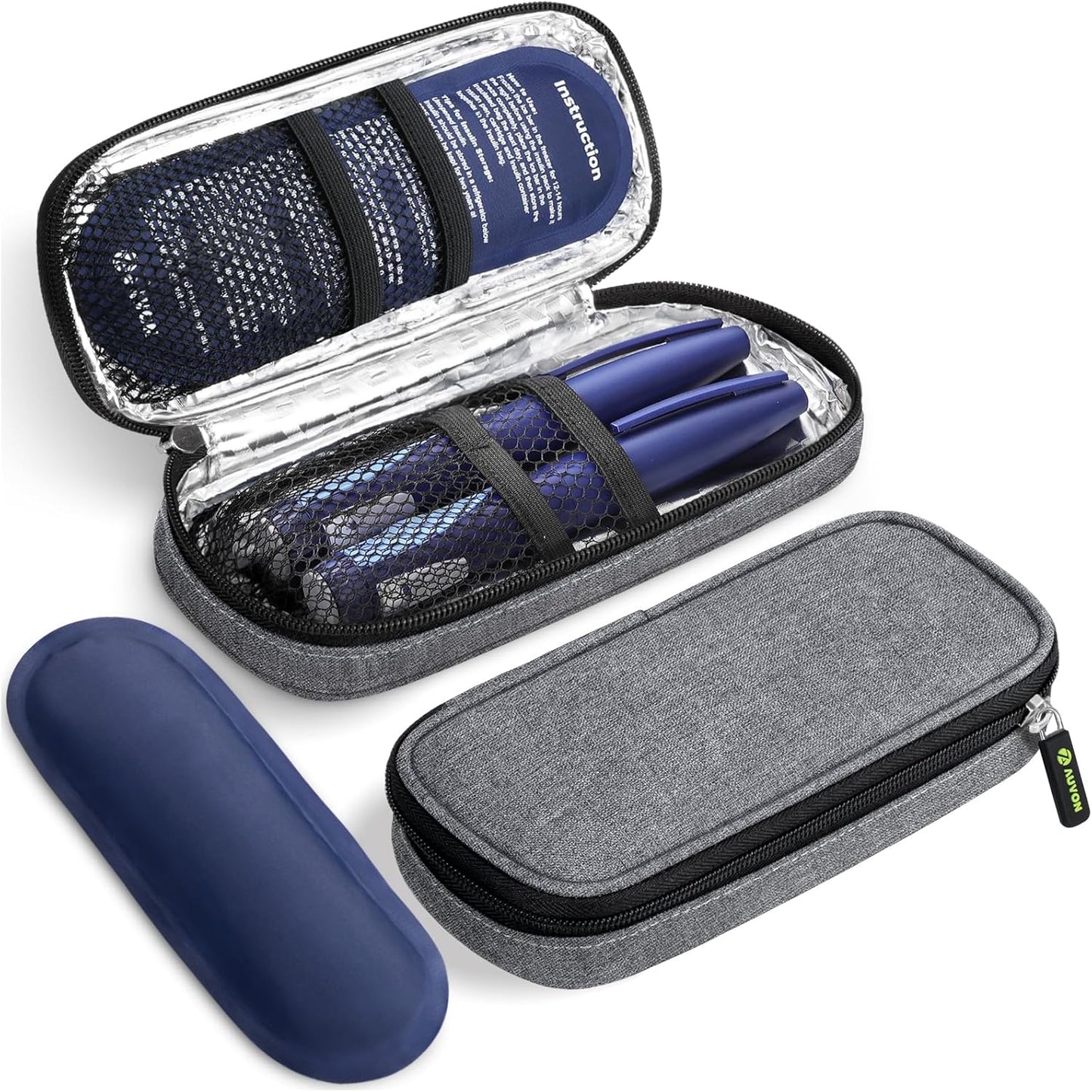 AUVON Insulin Cooler Travel Case with 2 x 90g TSA Approved Ice Packs, Diabetic Medication Insulated Cooling Bag for Insulin Pens and Diabetic Supplies Storage, Compact for Daily Life and Trips