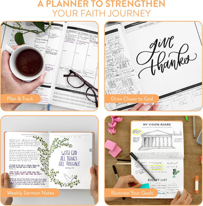Christian Planner 2026 Daily Planner - Faith Based Monthly and Weekly Planner, Vision Board, and Habit Tracker - 2026 Calendar, Personal Organizer and Devotional Journal (Hardcover, Pine)