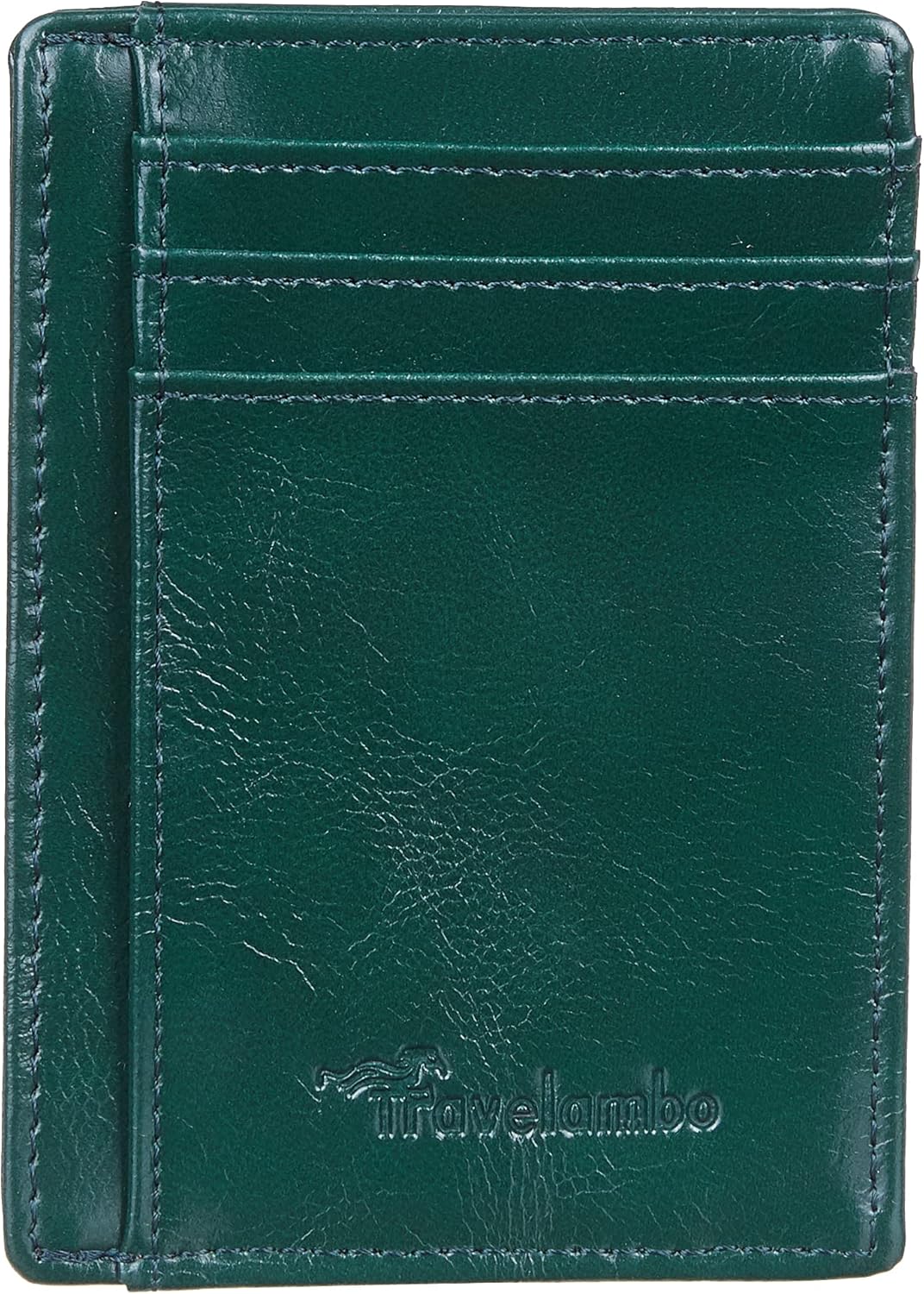 Travelambo Slim Wallet Front Pocket Minimalist Leather RFID Blocking Medium Size