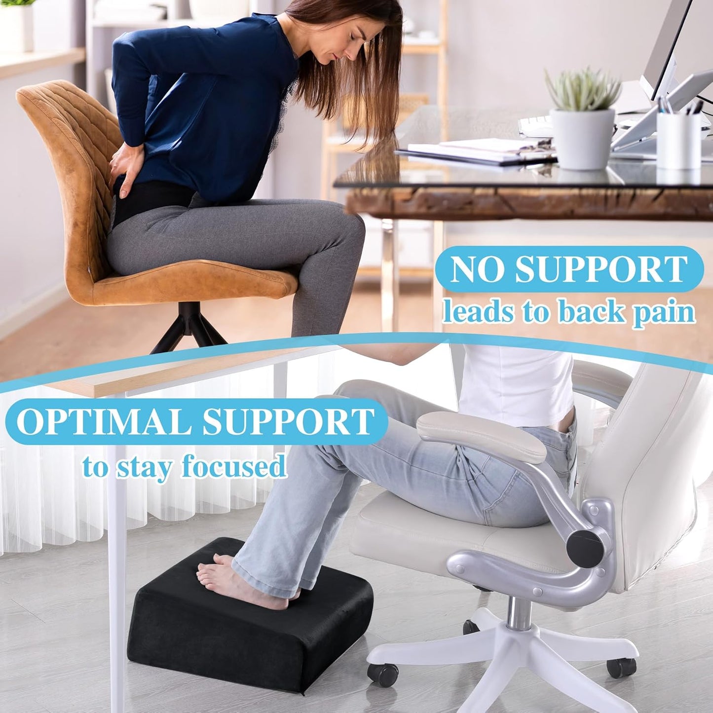 ROYALAY Adjustable Foot Rest Under Desk for Office, High-Density Foam Foot Rest with 3 Adjustable Heights, Ergonomic Footrest with Washable Cover for Home, Airplane, Travel(17 * 11 * 17in, Gray)