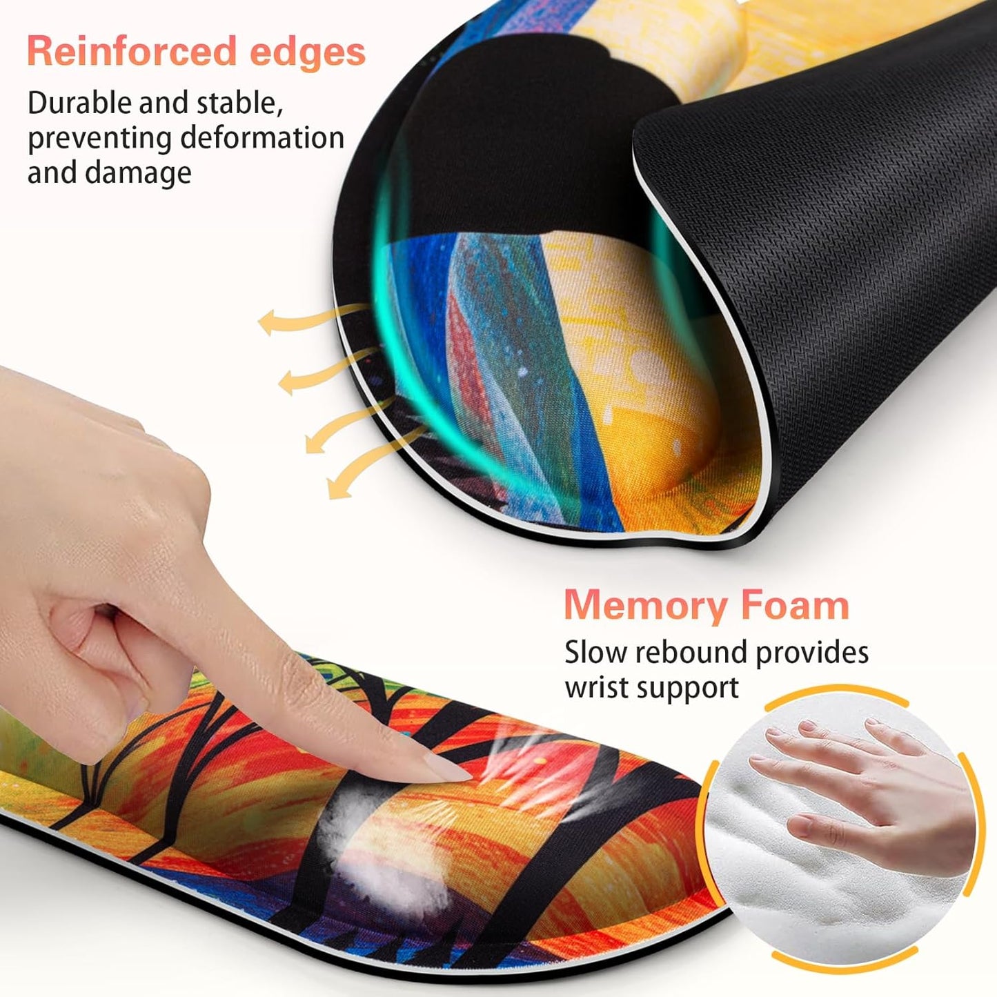 Ergonomic Keyboard Wrist Rest, Mouse Pad with Wrist Rest Anime, Cat Gaming Mousepad with Wrist Support, Memory Foam Wrist Rest Set for Computer Keyboard, Funny Cute Office Desk Accessories